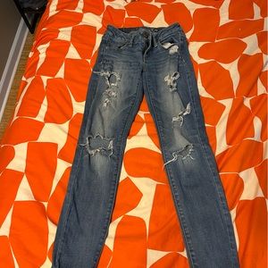 American Eagle Light Blue Distressed Low Rise Jeggings